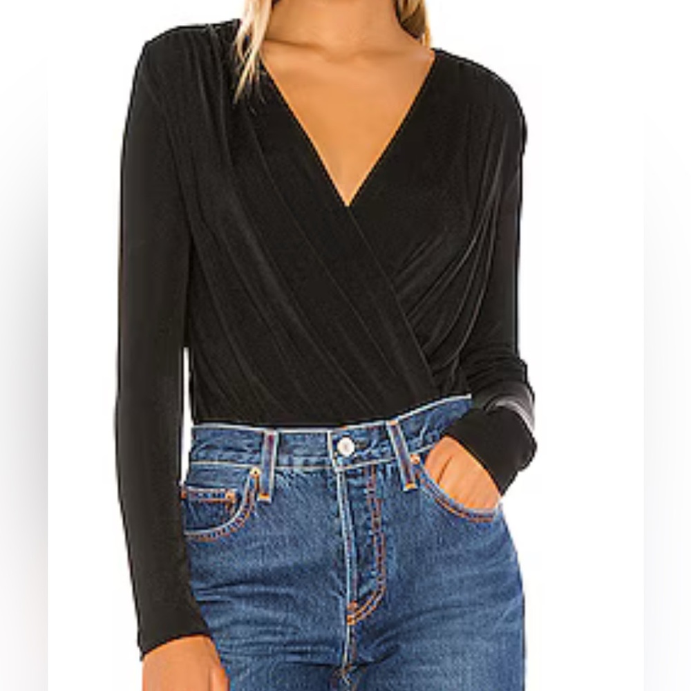 Free People Black Long Sleeve Bodysuit